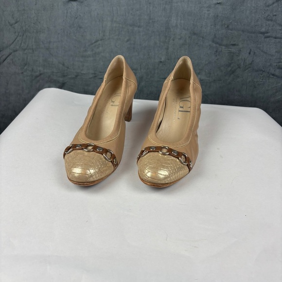 Agl Tan and Gold Heels 2.5” with Classic Elegance Sz38 - Picture 2 of 9